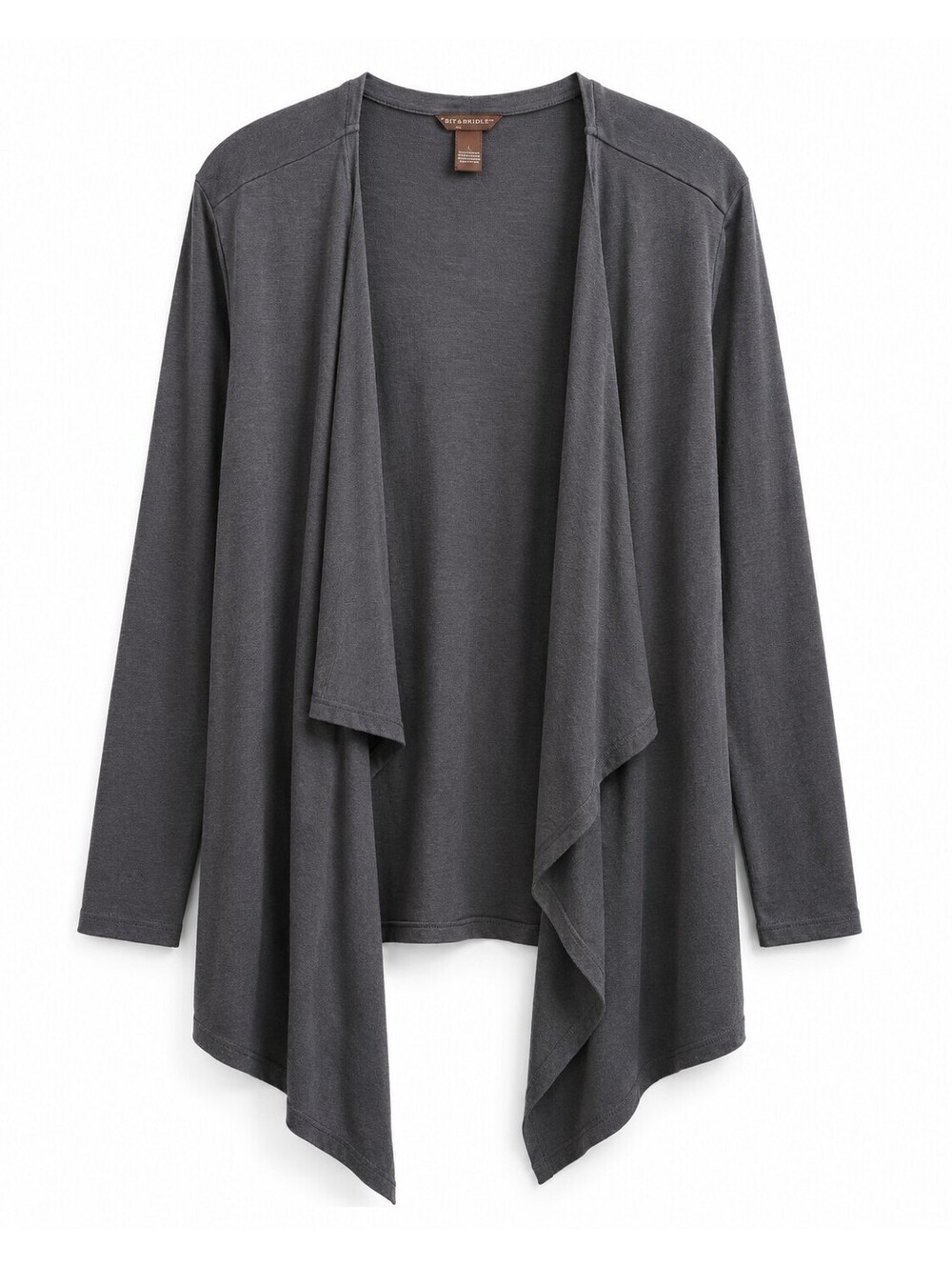Bit & Bridle L Charcoal Waterfall Cardigan Draped Open Front Longline Western